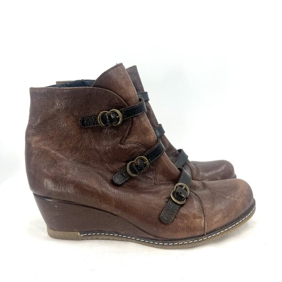 Eric Michael Lena Web Brown Leather Booties Women’s 7.5 8 EU 38 - Picture 1 of 10